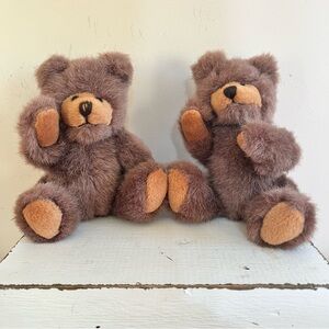 Set Of 2 Vintage Unipax‎ 7” Posable Bears
